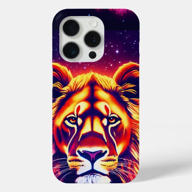Futuristic Neon Lioness Celestial Phone Case (Back)
