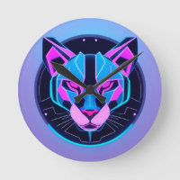 Futuristic Neon panther Face in Geometric Art