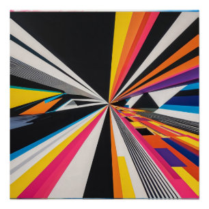 Futuristic Perspective Optical Illusion Colourful Poster