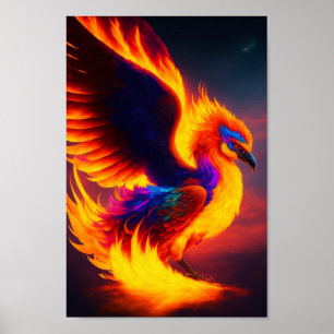 Futuristic Phoenix Rising Digital Art  Poster