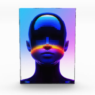 Futuristic Pixel Art Portrait – Digital Abstract Photo Block