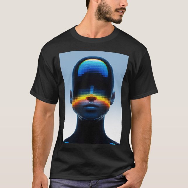 Futuristic Pixel Art Portrait T-Shirt (Front)