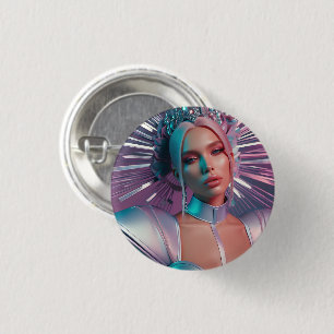 Futuristic queen 1 inch round button