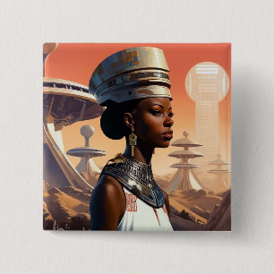 Futuristic Queen Afrofuturistic Science Fiction 2 Inch Square Button