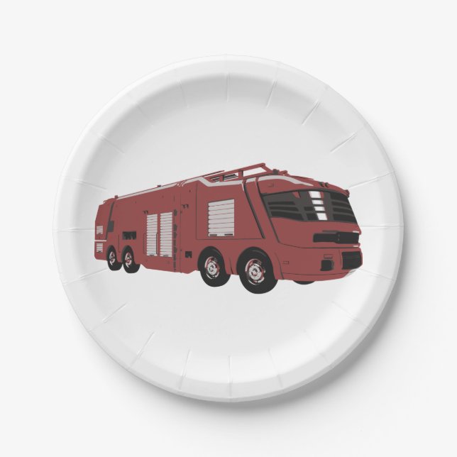Futuristic Red Sci-Fi Command Vehicle Paper Plate (Front)
