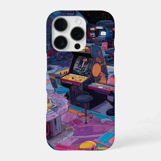 Futuristic Retro Arcade in Outer Space iPhone Case (Back)
