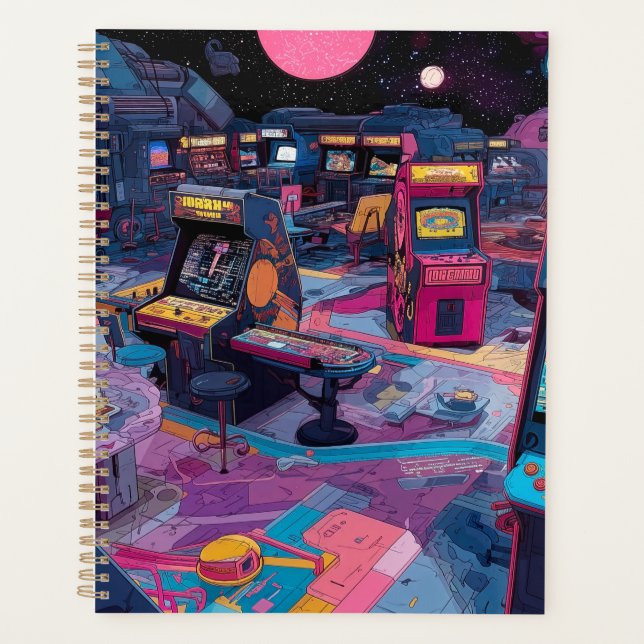 Futuristic Retro Arcade in Outer Space Planner (Front)