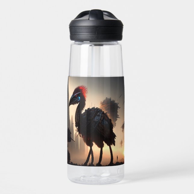 Futuristic Robot Australian Emu, Water Bottle (Front)