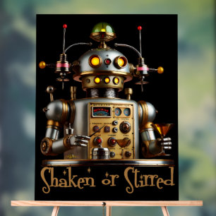 Futuristic Robot Bartender "Shaken or Stirred" Acrylic Sign