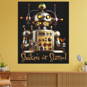 Futuristic Robot Bartender "Shaken or Stirred" Canvas Print