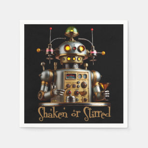 Futuristic Robot Bartender "Shaken or Stirred" Napkin