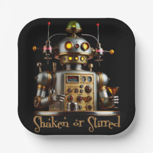 Futuristic Robot Bartender "Shaken or Stirred" Paper Plate