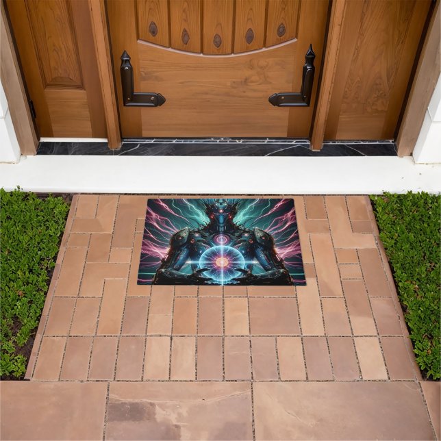 Futuristic Robot Cosmic Core Cyberpunk Doormat (Outdoor)