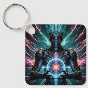 Futuristic Robot Cosmic Core Cyberpunk Keychain