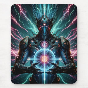 Futuristic Robot Cosmic Core Cyberpunk Mouse Pad