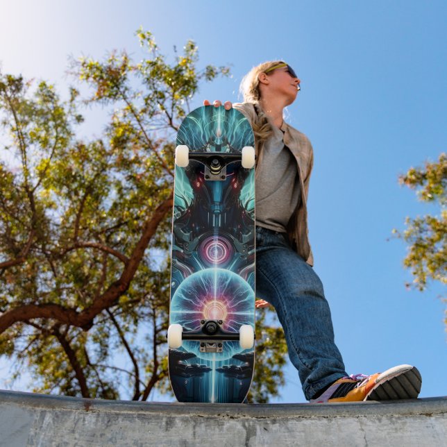 Futuristic Robot Cosmic Core Cyberpunk Skateboard (Outdoor 1)