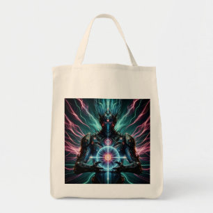Futuristic Robot Cosmic Core Cyberpunk Tote Bag