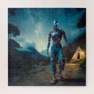 Futuristic Robot in Ancient Landscape Jigsaw Puzzle