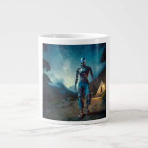 Futuristic Robot in Ancient Landscape Large Coffee Mug