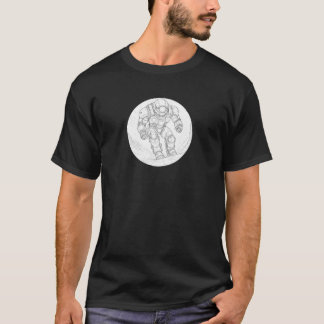 Futuristic Robot Line Art T-Shirt – Sci-Fi Mech Wa