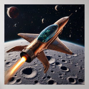 Futuristic rocket poster