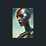 Futuristic Science Fiction Cyborg Man Wall Art<br><div class="desc">The Futuristic Science Fiction Cyborg Man Wall Art poster features a futuristic cyborg lady against a blue background, AI created with the human designer directing and producing the work of art.</div>