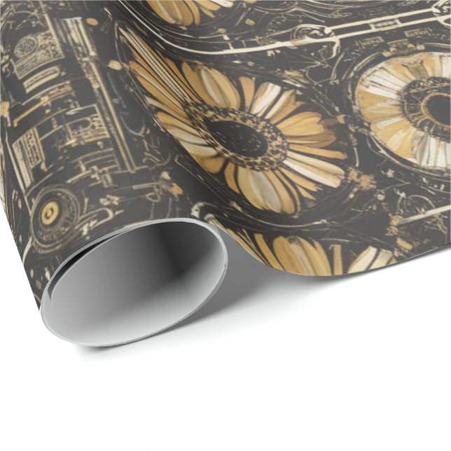 Futuristic seamless floral pattern wrapping paper (Roll Corner)