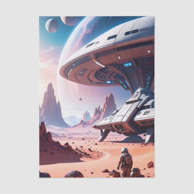 Futuristic Space Adventure Decoupage Tissue Paper (Front)