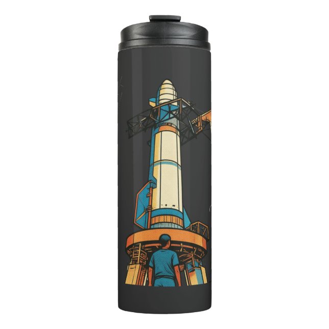Futuristic Space Exploration Design Thermal Tumbler (Front)