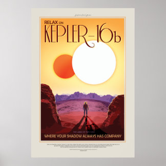 Futuristic Space Poster – Planet Kepler 16B