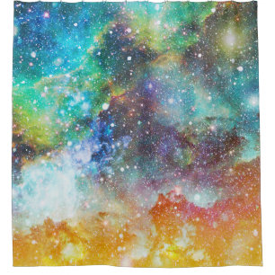 Futuristic space, starry nebula background.