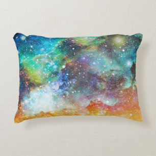 Futuristic space, starry nebula background. accent pillow