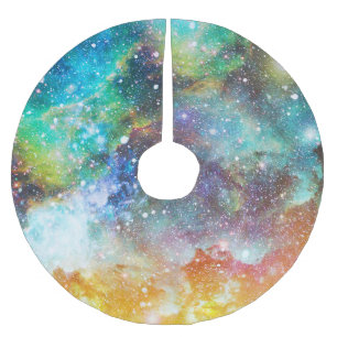 Futuristic space, starry nebula background. brushed polyester tree skirt