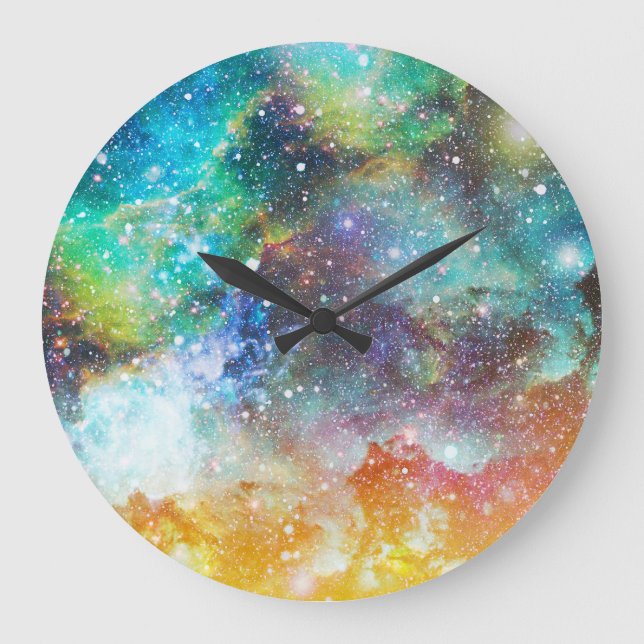 Futuristic space, starry nebula background. large clock (Front)