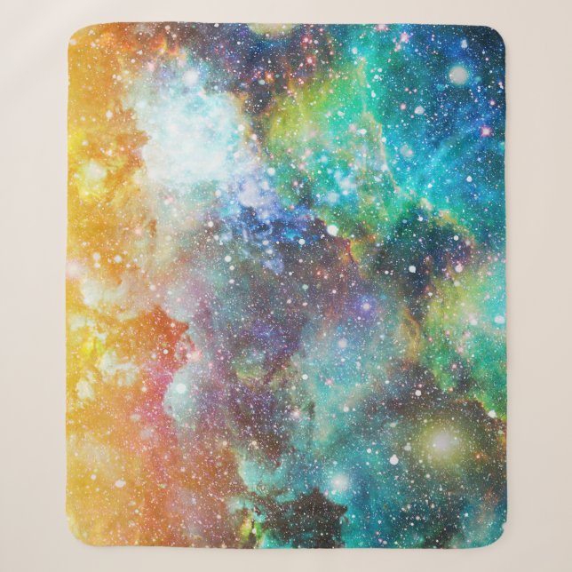 Futuristic space, starry nebula background. sherpa blanket (Front)