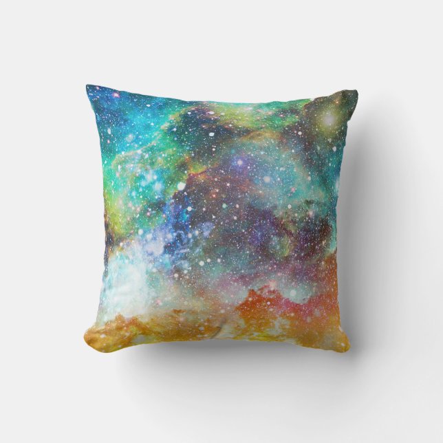 Futuristic space, starry nebula background. throw pillow (Front)