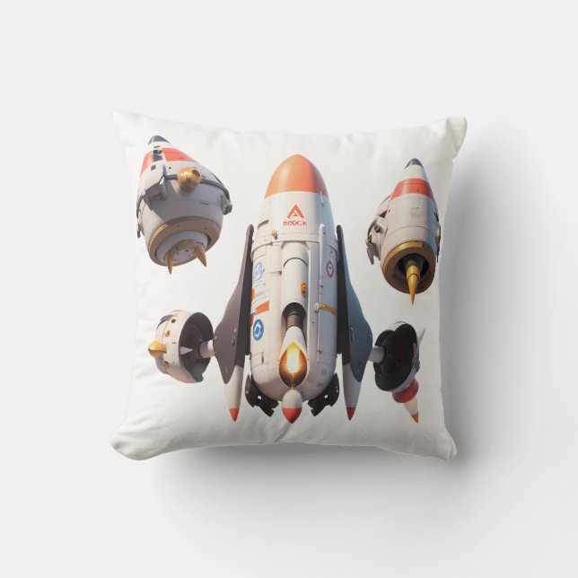 Futuristic Spacecraft Design Detachable Modules Throw Pillow (Front)