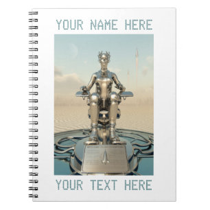 Futuristic spaceport. Customizable text Notebook