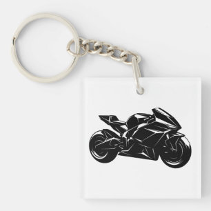 Futuristic Sport Motorcycle Design Keychain