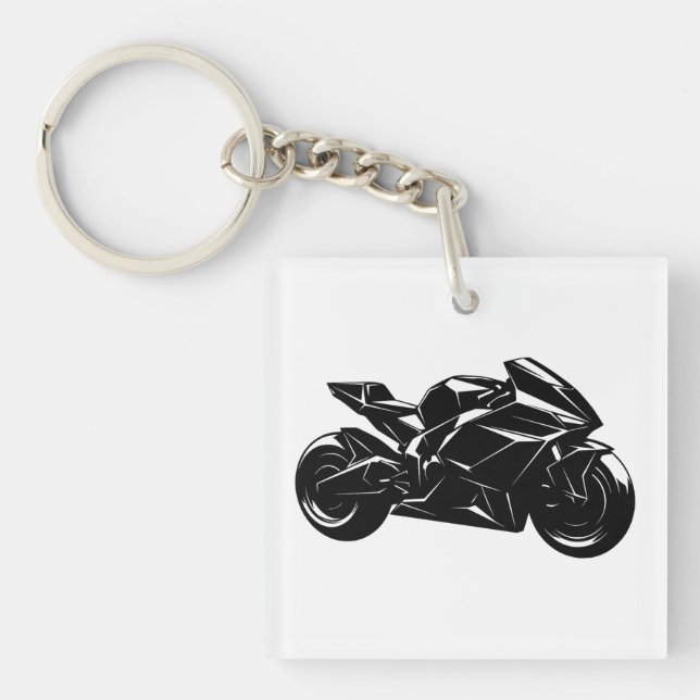 Futuristic Sport Motorcycle Design Keychain (Front)
