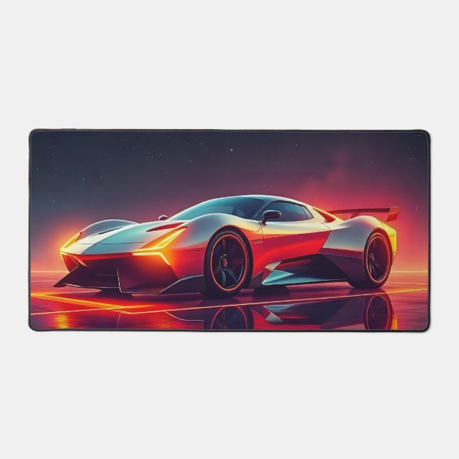Futuristic sports supercar desk mat (Front)