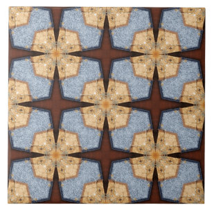 Futuristic Square and Star Pattern Tile