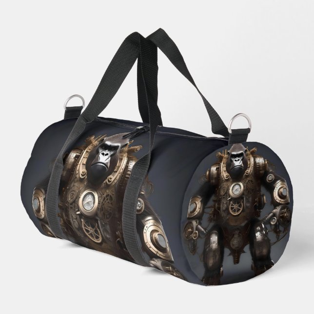 Futuristic Steampunk Gorilla, Duffle Bag (Left Corner)