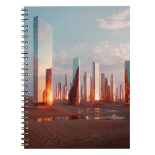 Futuristic Surreal Mirror Towers In Desert Notebook