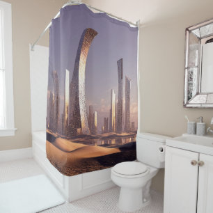 Futuristic Surreal Skyscrapers In Desert Landscape