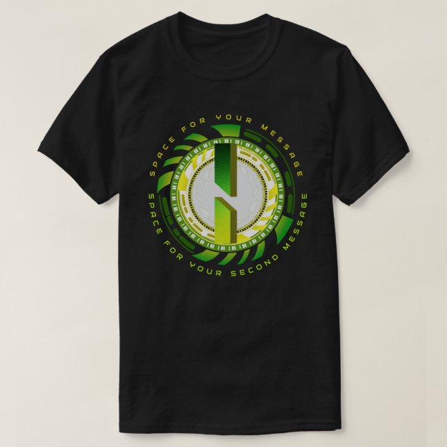Futuristic Tech Letter I Typography Custom Text T-Shirt (Design Front)