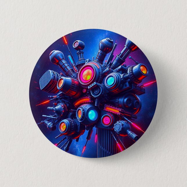 Futuristic Tech Orb Button | Sci-Fi Cyberpunk Pin (Front)