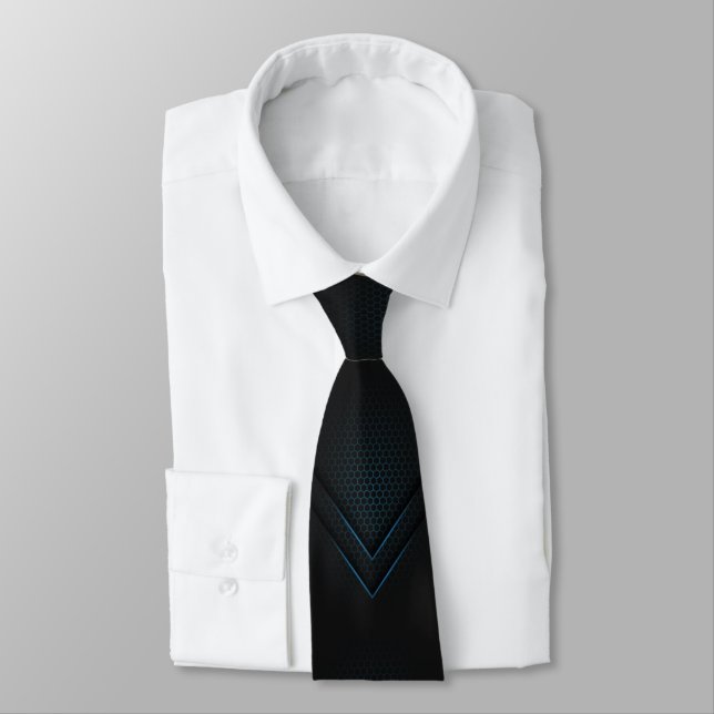 Futuristic Thin Blue Line Neck Tie (Tied)