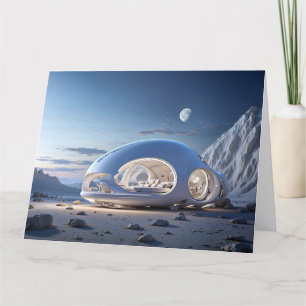 FUTURISTIC TINY POD HOUSE BIRTHDAY GREETING THANK YOU CARD