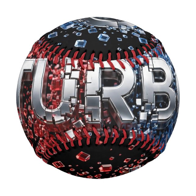 Futuristic TURBO chrome design 3D Baseball (Front)